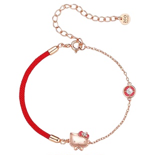 tide color三丽鸥hellokitty凯蒂猫女童纯银手链 哈喽kt儿童礼物