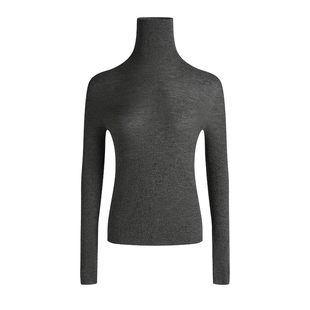 乱针~精纺扬子纱100纯羊毛衫女秋高领套头打底薄款内搭长袖堆堆领