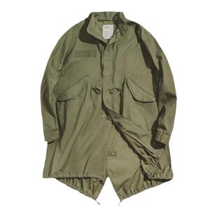 马登工装 美式复古M65鱼尾风衣oversized长款军版绿色大衣外套男