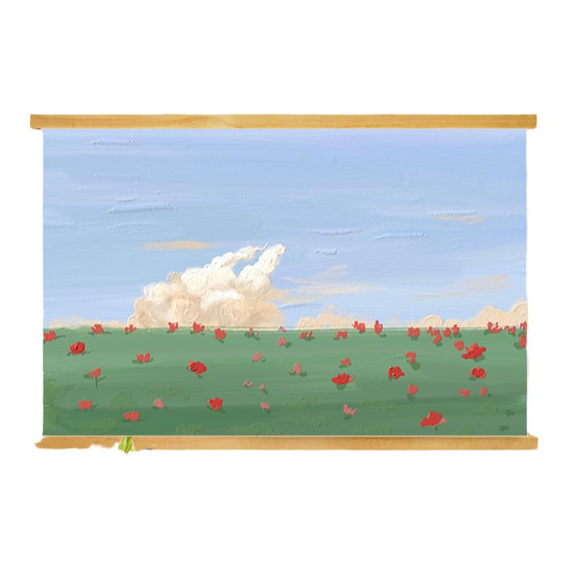 北欧治愈花海免打孔电表箱遮挡画
