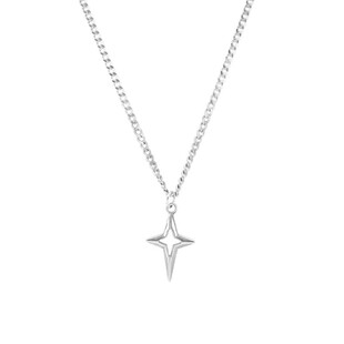 简约小众设计北极星项链吊坠饰品钛钢嘻哈街头潮酷卫衣链情侣男女