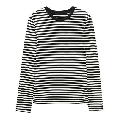 金和百瑞条纹休闲天丝羊毛打底衫