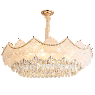 法式轻奢水晶客厅吊灯温馨浪漫奶油风主卧室灯餐厅贝壳新灯具2024