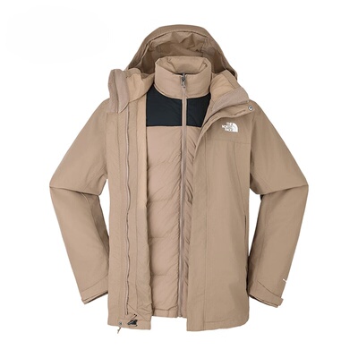 北面冲锋衣男子羽绒三合一外套