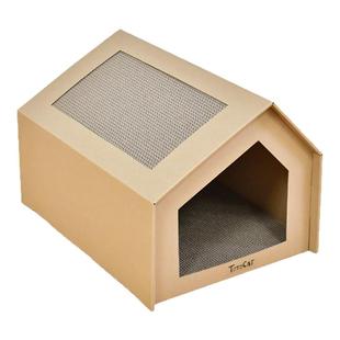 新猫窝四季通用猫纸箱屋猫抓板耐磨不掉屑封闭式半封闭式猫玩具