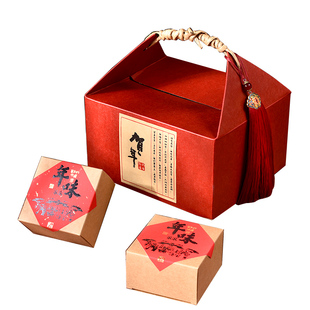 2026春节年货礼品包装盒花酥花饽饼干糖果糕点腊肉干货手提纸盒子