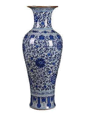 威弗列德仿古青花瓷中式客厅落地桌面装饰品景德镇陶瓷大花瓶摆件