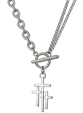 钛钢十字古巴链男士项链轻奢
