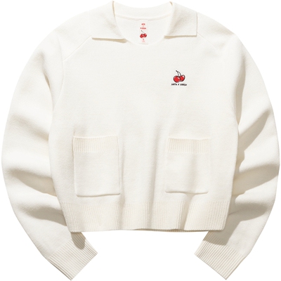 安踏新年小樱桃刺绣毛衣