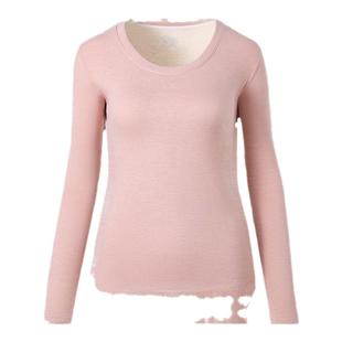 蚕丝羊毛保暖内衣女士冬季加绒加厚德绒发热打底衫上衣秋衣保暖衣