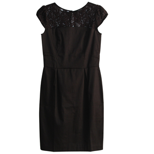 高级感缎面黑色职业蕾丝名媛连衣裙胖mm气质新款欧美大码夏季女装