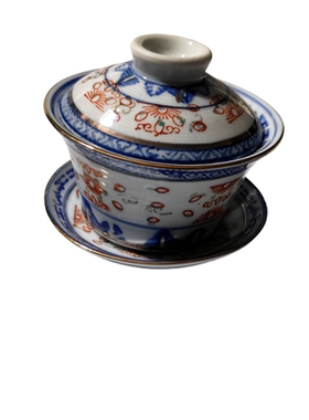 陶瓷青花玲珑斗彩茶具杯子盖子