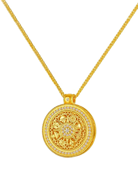 西大班可旋转八宝罗盘吊坠项链女