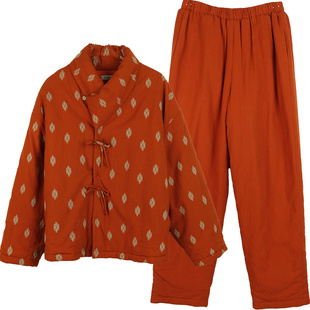 朵朵可可睡衣女2025秋冬季里外纯棉新中式立领保暖夹棉家居服套装