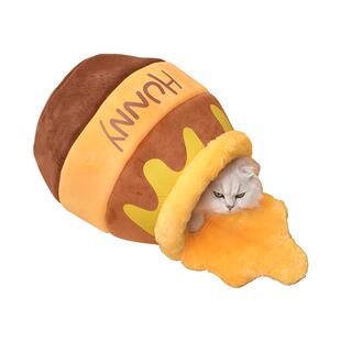 蜂蜜罐猫窝四季通用狗窝半封闭可爱猫咪窝冬季保暖宠物睡袋安全感