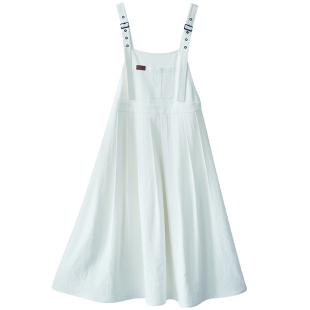 特惠【悠悠午后】文艺波点针织T恤上衣方领背带连衣裙女夏季两件