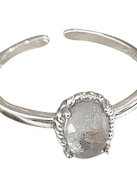 海蓝宝石戒指纯银韩版女性