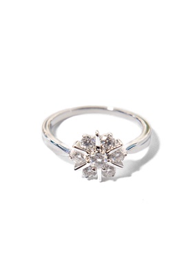 panzoro雪花银戒指女锆石