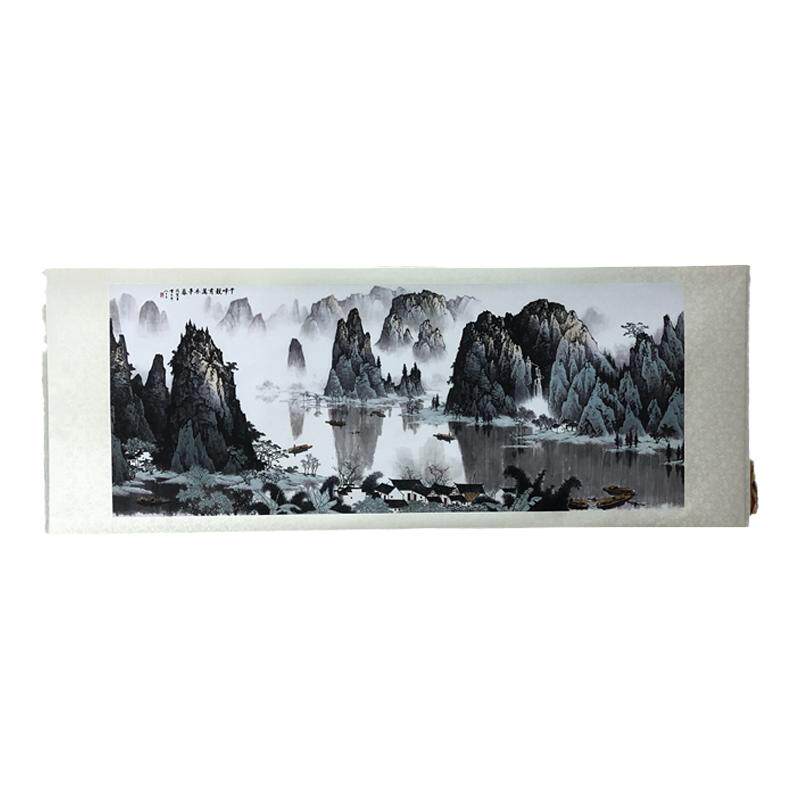 白雪石 千峰竞秀高清微喷田园桂林山水画芯客厅办公室新中式挂画