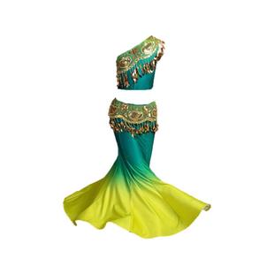 儿童傣族舞蹈演出服装表演服鱼尾练功裙女成人剧目考级艺考孔雀舞