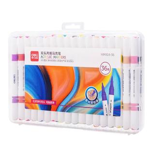 得力丙烯马克笔软硬双头丙烯马克笔双头丙烯笔水彩笔不透色丙烯画笔咕卡24色48学生水性防水