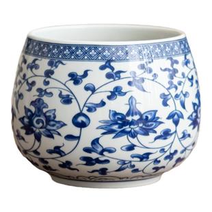 青花瓷茶渣缸家用大号茶洗建水茶杯收纳缸功夫茶具水盂水洗废水缸