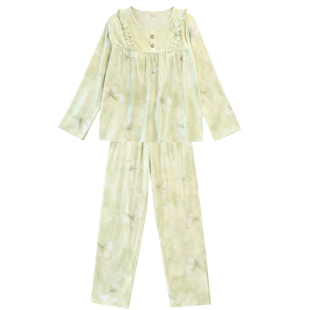 棉绸睡衣女款夏2026新款高级春秋季大码新中式两件套人造棉家居服