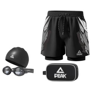 匹克游泳裤男士泳裤泳帽泳镜三件套男款防尴尬沙滩裤成人游泳装备