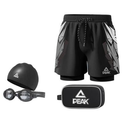 匹克男士泳裤泳帽泳镜三件套