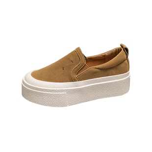 厚底一脚蹬乐福鞋女2026春季新款真皮圆头增高松糕懒人鞋百搭单鞋