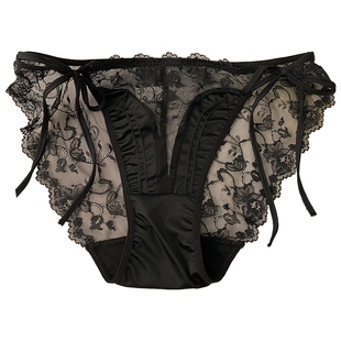 性感系带蕾丝内裤女生缎面低腰2025新款镂空女款绑带可解开三角裤