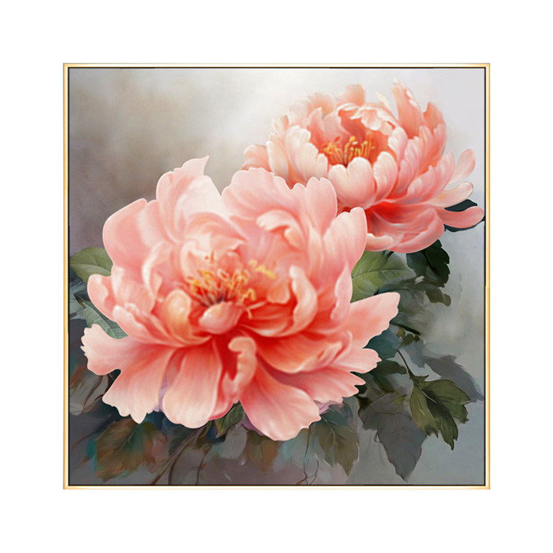 厅装饰画高级感牡丹花壁画