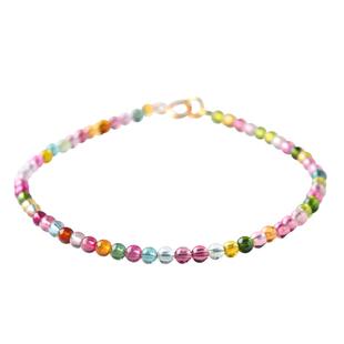 碧玺手链女圆珠碧玺原石散珠糖果彩虹西瓜碧玺项链吊坠小碧玺手串