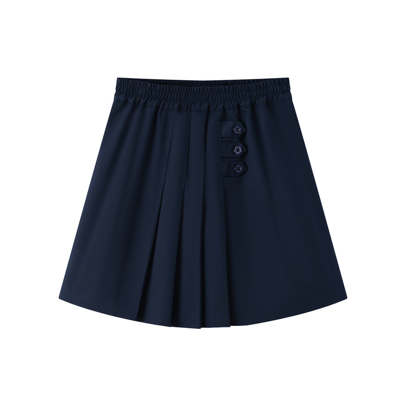 伊顿校服工厂中小学生夏季百褶裙藏青色半身裙女童棉混纺短裙班服