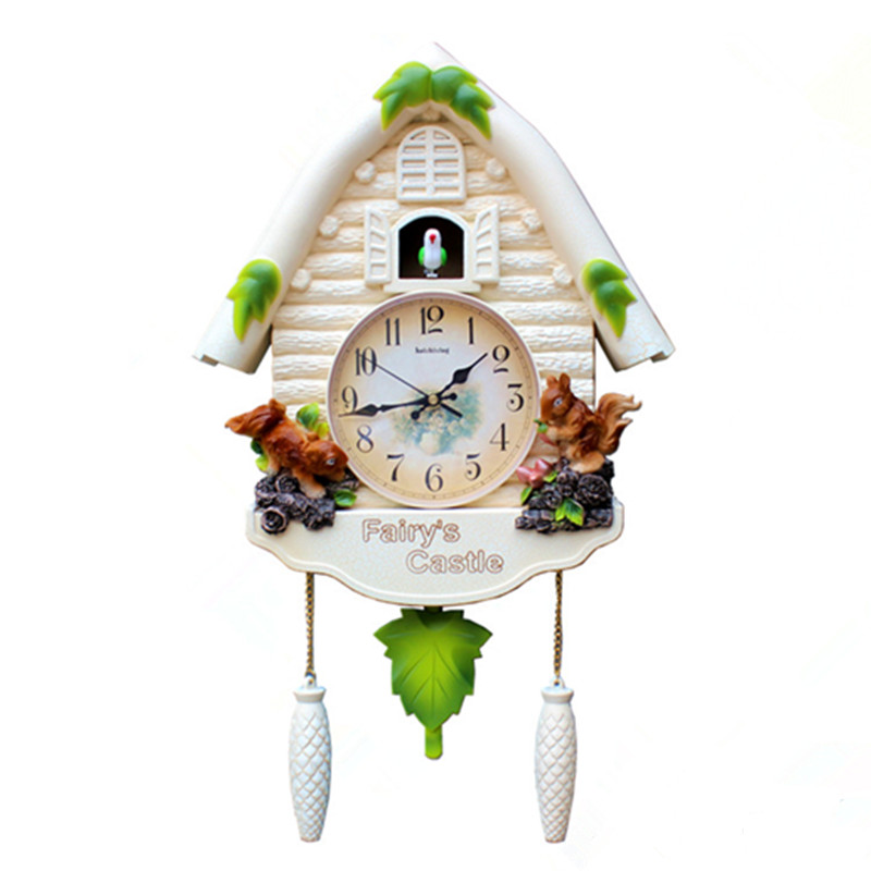 欧式创意复古树脂双面布谷鸟挂钟客厅墙上装饰品墙面壁挂钟表挂表