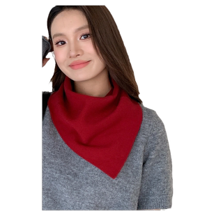 针织毛线小围巾女新年过年喜庆大红色秋冬季护颈围脖子三角假领子