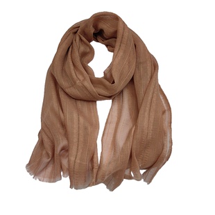 2026春夏季薄款短小1.3米镂空棉麻围巾姜黄色护颈巾空调房短丝巾