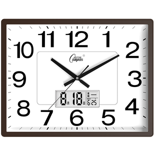 康巴丝客厅挂钟卧室办公静音家用壁钟表日历万年历挂墙新款石英钟