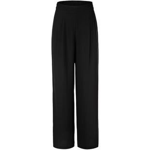 名师路黑色阔腿裤子女新款秋季薄款高腰休闲裤微弹款式时尚