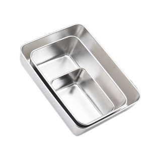 304方盘加厚不锈钢纯平底长方形盘子蒸糕阿胶盘快餐菜盆窄边托盘