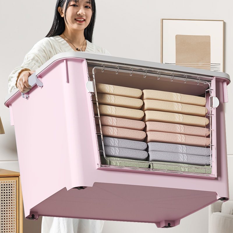 前开式收纳箱塑料特大号衣物整理儿童零食玩具储物箱透明收纳盒箱