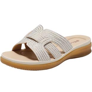 百丽闪钻度假风休闲拖鞋夏季新款女鞋子平跟可外穿拖鞋D6S1DBT5