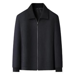 秋冬款行政翻领羊毛呢外套男大码中年商务休闲夹克胖子宽松呢大衣