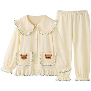 【设计师系列】睡衣女2026年新款可外穿长袖套装春秋款纯棉家居服