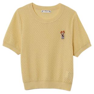 PIT纯色圆领提花两件套T恤短袖针织衫女2025夏薄款透气上衣