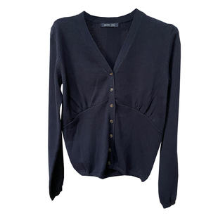 复古修身V领纽扣长袖针织开衫女短款打底衫收腰显瘦叠穿毛衣上衣