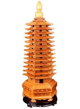 老神仙桃木实木十三层文昌塔摆件