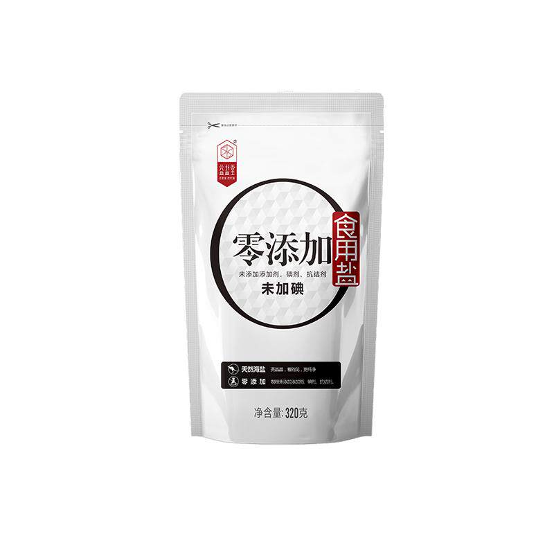 益盐堂未加碘零添加海盐320g*6袋无抗结剂家用无碘食用盐调味盐巴