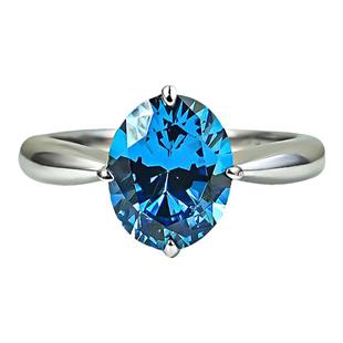 极简风矢车菊蓝宝戒指冰花精切鸽子蛋925银镶嵌高碳钻小众设计