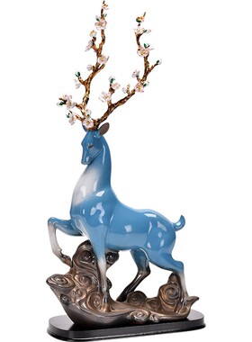 陶瓷工艺品梅花鹿摆件家居客厅酒柜玄关招财装饰乔迁新居礼品礼物